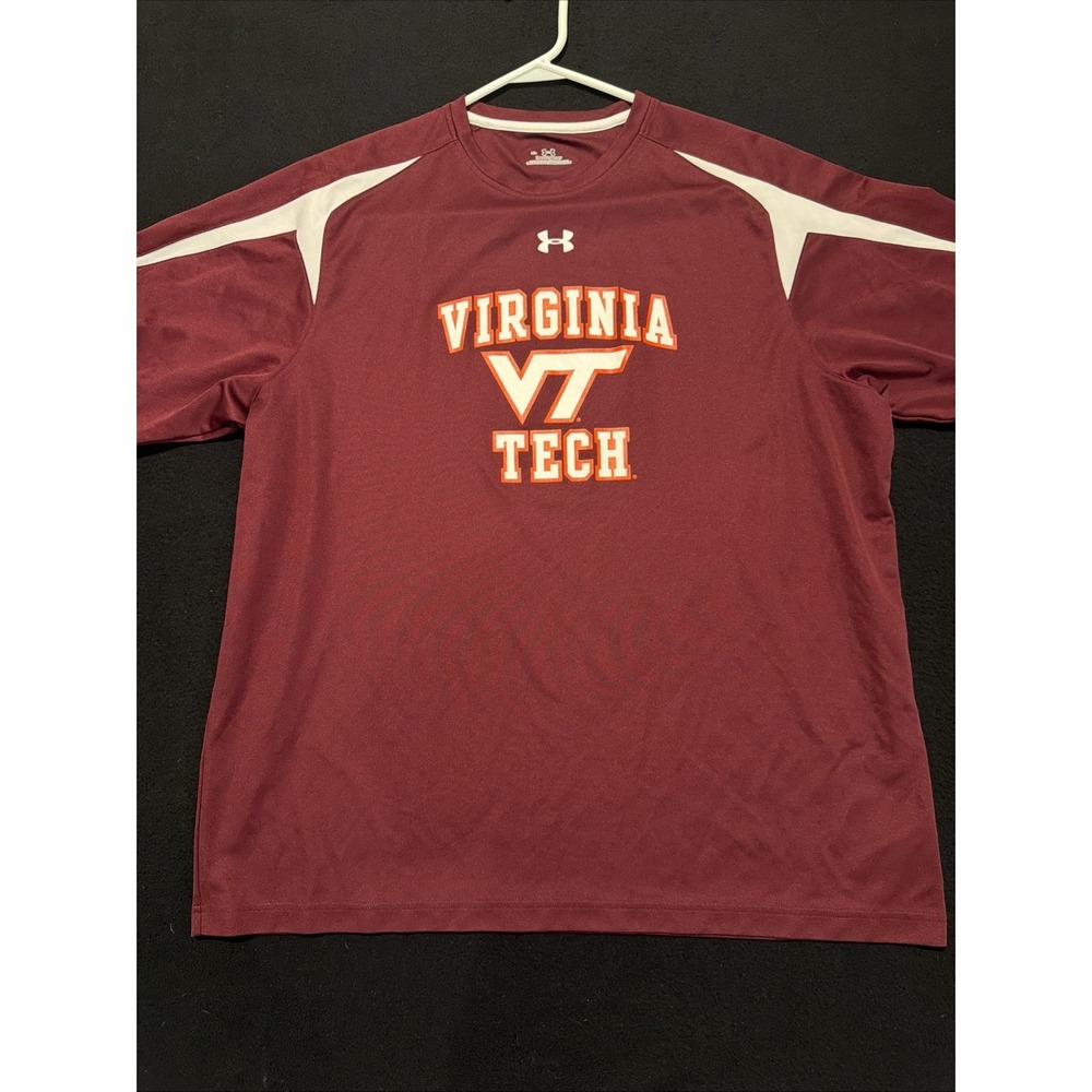 Virginia Tech Hokies Under Armour Maroon White Heat Gear Mens XL T-Shirt